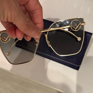 Fendi Gold Frame Sunglasses with Black Lenses